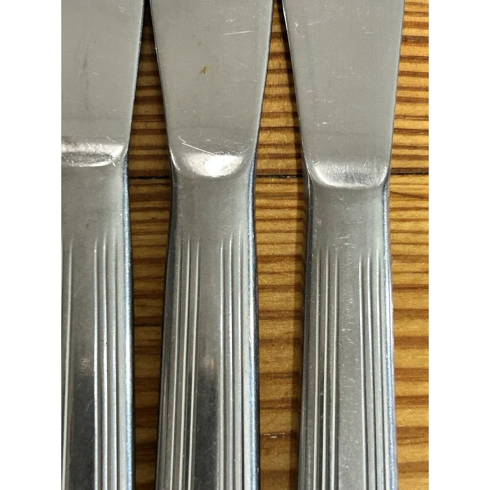 Stainless Steel Dinner Knives Classic Art Deco  Replacement Lot of 14 9
